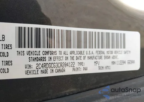2012 Dodge Grand Caravan Sxt from USA, damaged, VIN 2C4RDGCG3CR204122